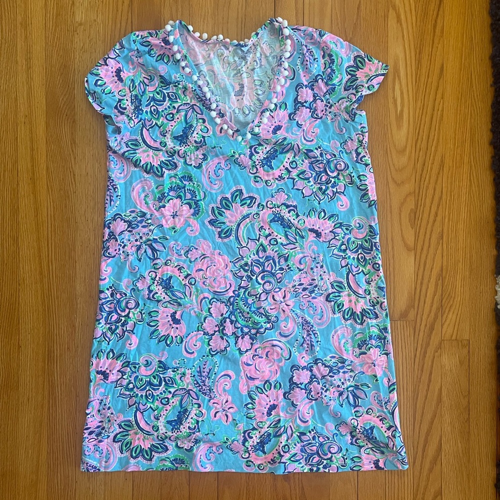 Lilly Pulitzer tassel tshirt dress Pom Poms